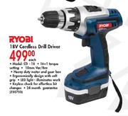 Ryobi 18V Cordless Drill Driver-CD-18 Each