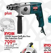 Ryobi 1050W Impact Drill plus Free 10m Extension Cord-Each