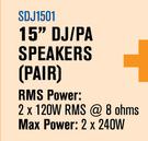 Dixon 15" DJ/PA Speakers (Pair) SDJ1501