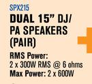 Dixon Dual 15" DJ/PA Speakers (Pair) SPX215