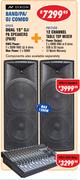 Dixon Dual 15" DJ/PA Speakers (Pair) SPX215 + 12 Channel Table Top Mixer PM121USB