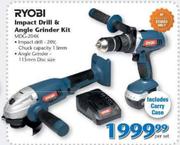 Ryobi Impact Drill & Angle Grinder Kit MDG-204K
