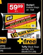 Budget Refuse Bags On Roll-80's