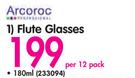 Arcoroc 180ml Flute Glasses-Per 12 Pack