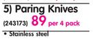 Paring Stainless Steel Knives-Per 4's Pack