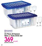 Arcoroc 24 Piece All Season Wine Or Flute Drink Set-Per Set