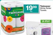Twinsaver White Roller Towels-4's