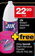 JIK Bleach Assorted-1.5ltr Each