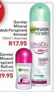 Garnier Mineral Anti-Perspirant Aerosol Assorted-150ml
