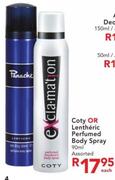 Coty Or Lentheric Perfumed Body Spray Assorted-90ml Each