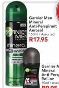Garnier Men Mineral Anti-Perspirant Aerosol Assorted-150ml