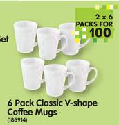 6 pack Classic V Shape Coffe Mugs-2 Packs