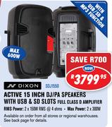 Dixon Active 15 Inch DJ/PA Speakers With USB & SD Slots