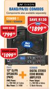 Dixon Band/PA/DJ Combos 12" DJ/PA Speakers (Pair)+Digital Stereo Echo Mixing Amplifier