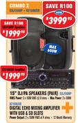 Dixon Band/PA/DJ Combos 15" Speaker (Pair)+Digital Echo Mixing Amplifier With USB & SD Slots