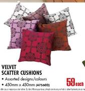 Velvet Scatter Cushions 450mm x 450mm-Each