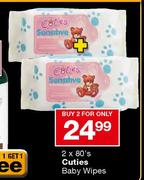 Cuties Baby Wipes-2x80's