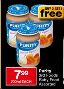 Purity 3rd Foods Baby Food Assorted-200ml Each
