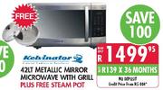 Kelvinator Metallic Mirror Microwave with Grill-42Ltr