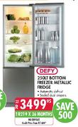 Defy Bottom Freezer Metallic Fridge-250Ltr
