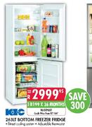 KIC Bottom Freezer Fridge-263Ltr