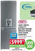 Defy Bottom Freezer Metallic Fridge with Water Dispenser-360Ltr(Gross Capacity)