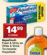 Aquafresh Fresh & Minty En White & Shine Tendepasta Koppelpak-2*100ml