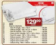 SCE Electric Blankets Non-Fit Single 150 x 75cm-Each
