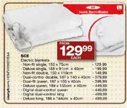 SCE Electric Blankets Non-Fit Double 150 x 110cm-Each