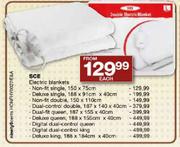 SCE Electric Blankets Deluxe King 188 x 184cm x 40cm-Each