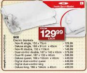 SCE Electric Blankets Deluxe Single 188 x 91xm x 40cm-Each