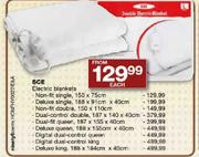 SCE Electric Blankets Dual-Control Double 187 x 140 x 40cm-Each