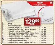 SCE Electric Blankets Non-Fit Single 150 x 75cm-Each