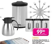 Home 5L Stainless Steel Pedal Bin,3 Piece Cannister Set,1L Vacuum Jug or Wall Clock-Each