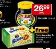 Marmite Spread-250g+Free Sunshine D Lite Medium Fat Spread-500g