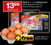 Microwavable Bacon Baek/Streaky Bacon-2x125g+Free Large Eggs-6's Each
