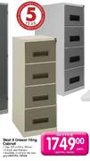 Steel 4 Drawer Filling Cabinet-470x630x320mm (176922) Each