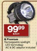 Q Premium Rechargeable Spotlight LED Technology (AC & DC Adaptor Included)-each