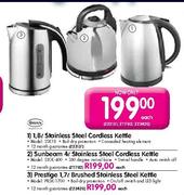  Sunbeam Stainless Steel Cordless Kettle-4l