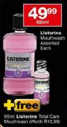 Listerine Mouthwash Assorted Each-500ml + Free Listerine Total Care Mouthwash-95ml