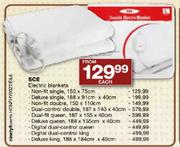  SCE Electric Blankets Deluxe Queen-188x155cmx40cm Each