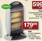 SCE 3-Staaf Halogeen-verwarmer Ook Beskikbaar-1400W Elk