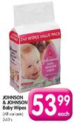 Johnson & Johnson Baby Wipes(All Variants)-240's