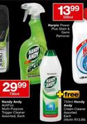 Handy Andy Actifizz Multi-Purpose Trigger Cleaner Assorted-750ml Each + Free 750ml Cream Cleaner 