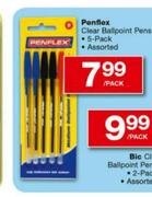 Penflex Clear Ballpoint Pens Assorted-5-pcs per pack