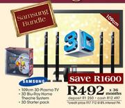 Samsung 3D Plasma TV-109cm Plus 3D Blu-Ray Home Theatre System Plus 3D Starter Pack 