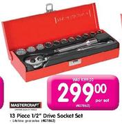 Mastercraft 13 Piece 1/2" Drive Socket Set-Each