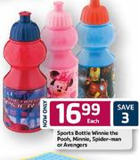 Sports Bottle Winnie The Pooh,Minnie,Spoder-Man Or Avengers Each