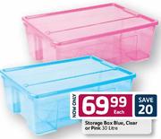 Storage Box Blue,Clear Or Pink-30ltr Each