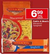 Fatti's & Moni's Macaroni/Spaghetti-500gm Each